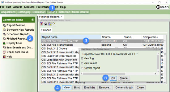 Acq EDI FTP report finished popup