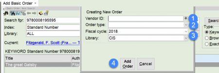 creating new order popup