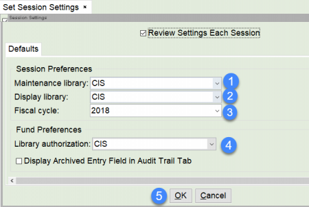 Acq set session settings tab