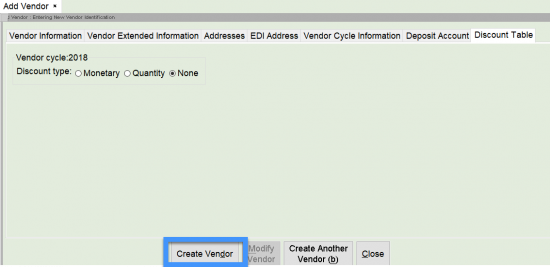 Acq create vendor tab