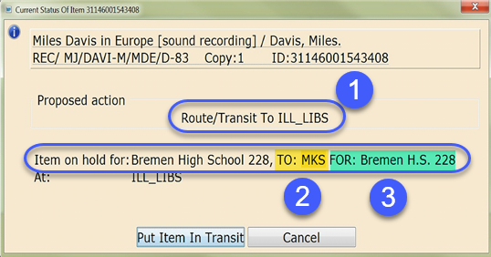 popup with route transit information with hold for internet access library