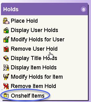 onshelf items wizard