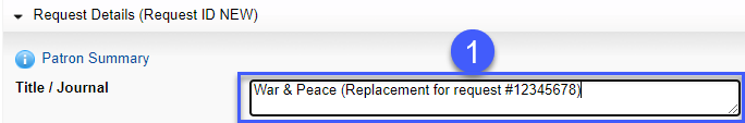 Enter Title with reference to request ID