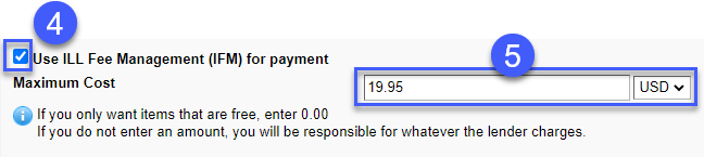 Select IFM and enter max cost