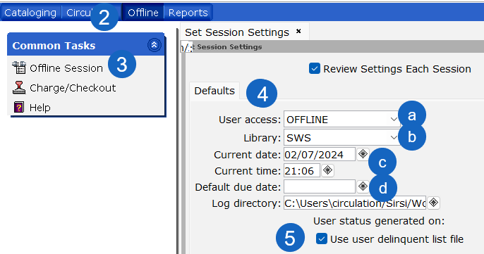 Screen shot of software settings