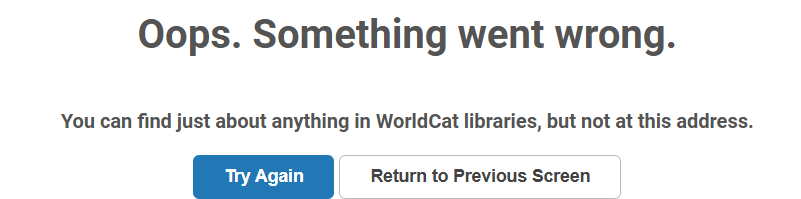 WorldCat Discovery Error Message