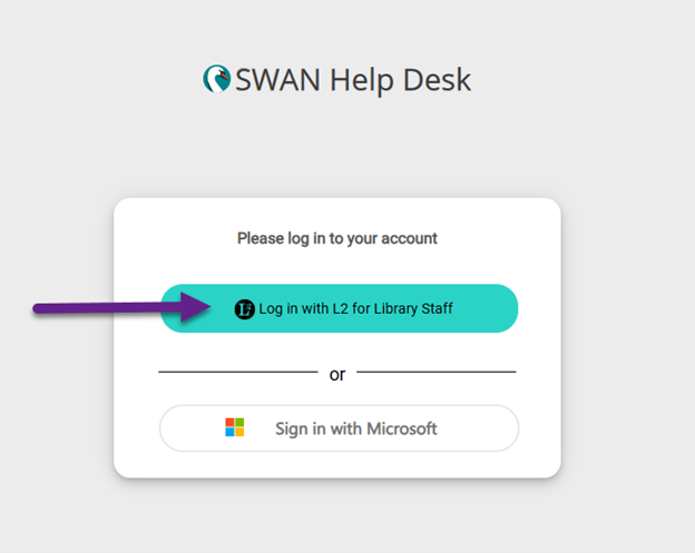 SWAN Help Desk Log-in interface