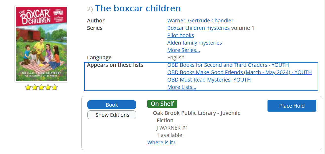 lists in search results