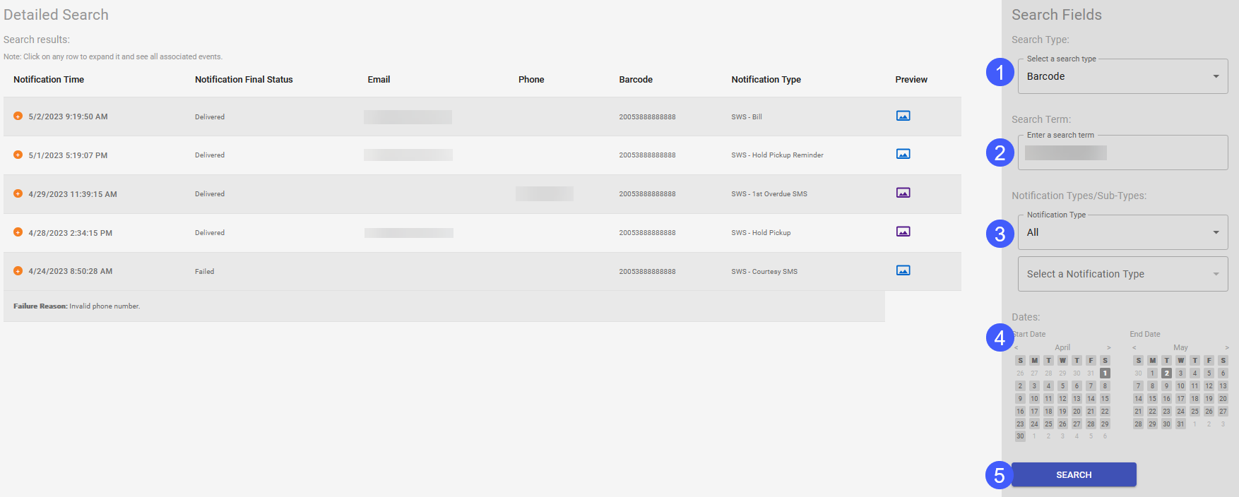 detailed search